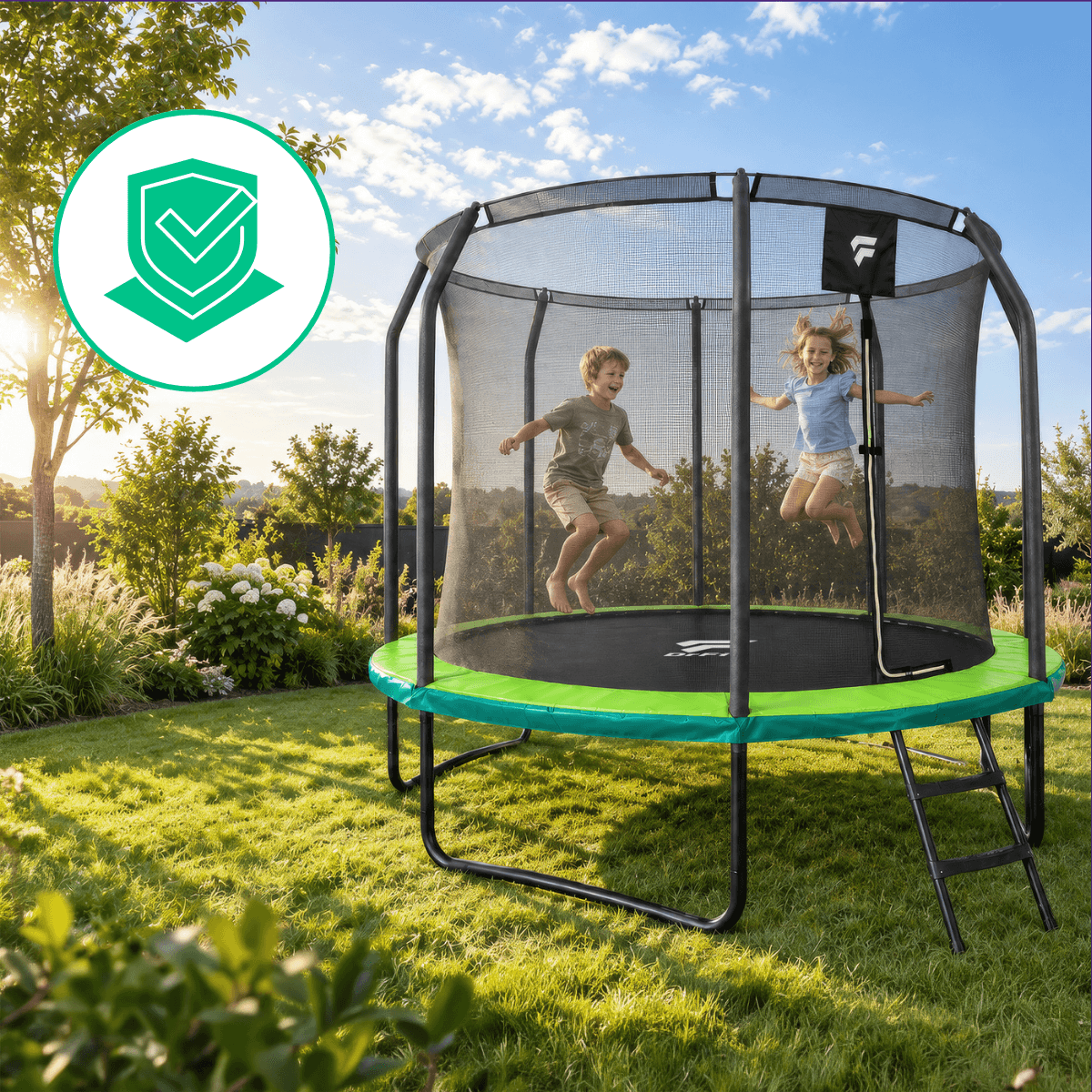 Trampolina ogrodowa dla dzieci 10 FT / 305 cm Tiger PRO DrFit z siatką i drabinką 2._cechy_DF-TR-TG-10FT5