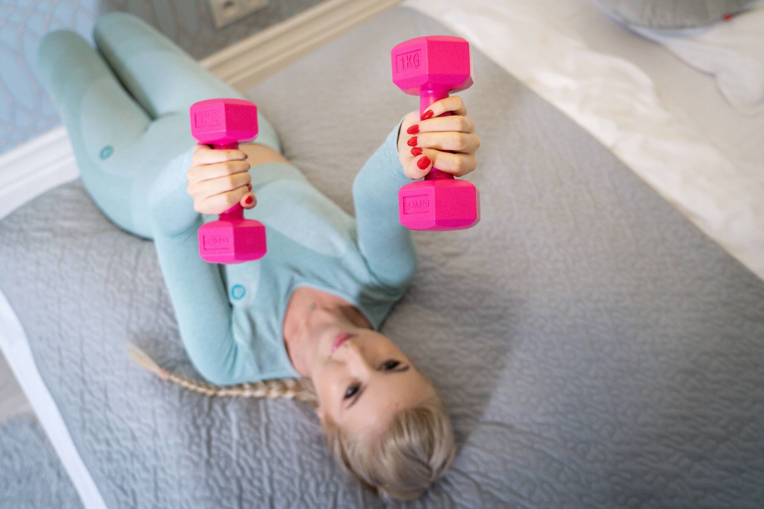 DrFit Hantle sześciokątne heksagony 1 kg różowe (2 sztuki) 1