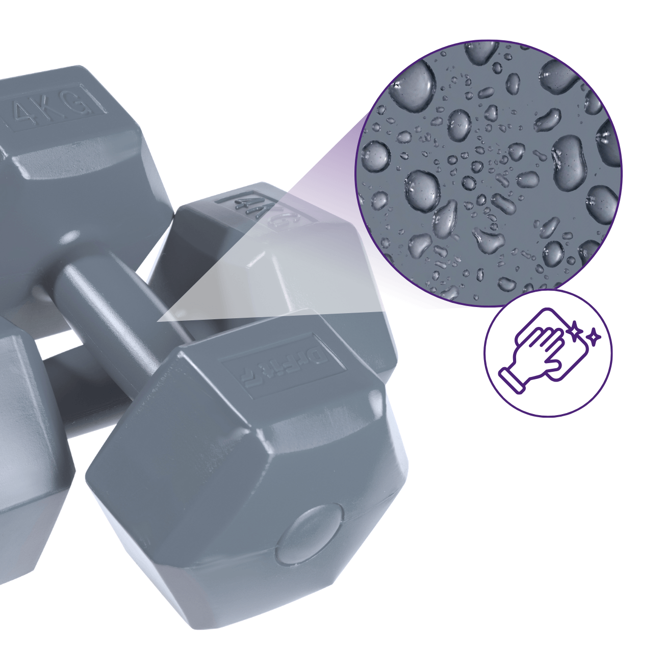 Hantel DrFit 4 kg heksagonalny do treningu siłowego