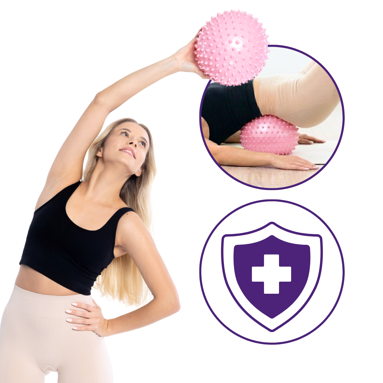 DrFit Piłka do pilatesu z wypustkami ø 25 cm różowa pila