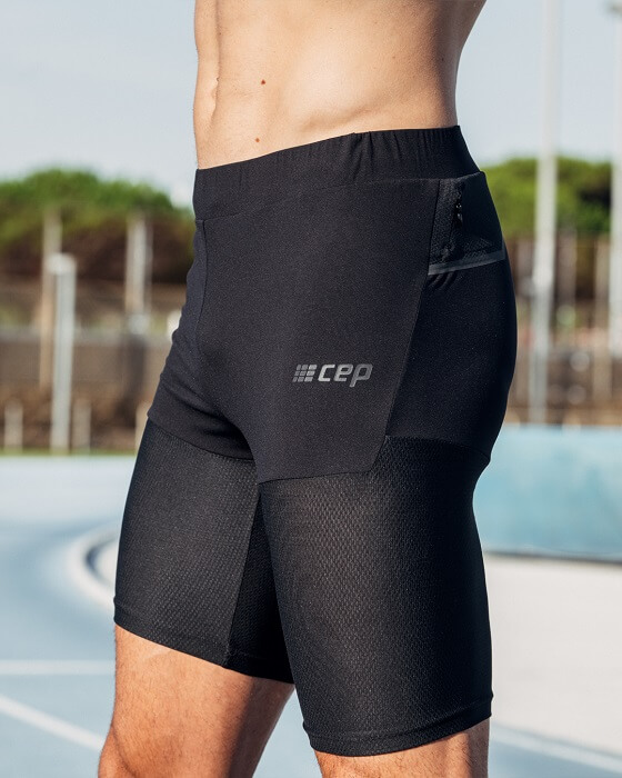 Męskie długie legginsy sportowe do biegania CEP Ultralight czarne